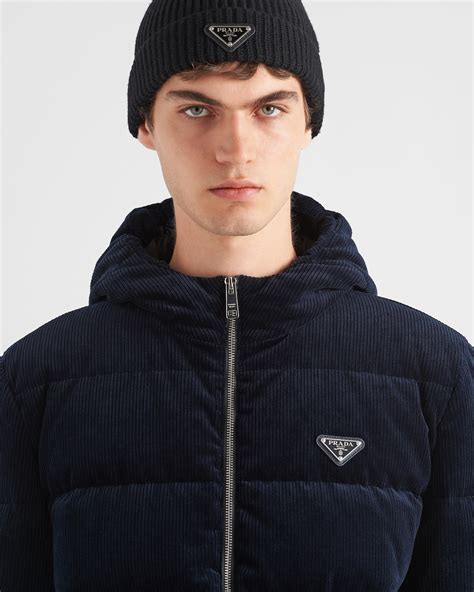 prada corduroy|Blue Cropped Corduroy Down Jacket .